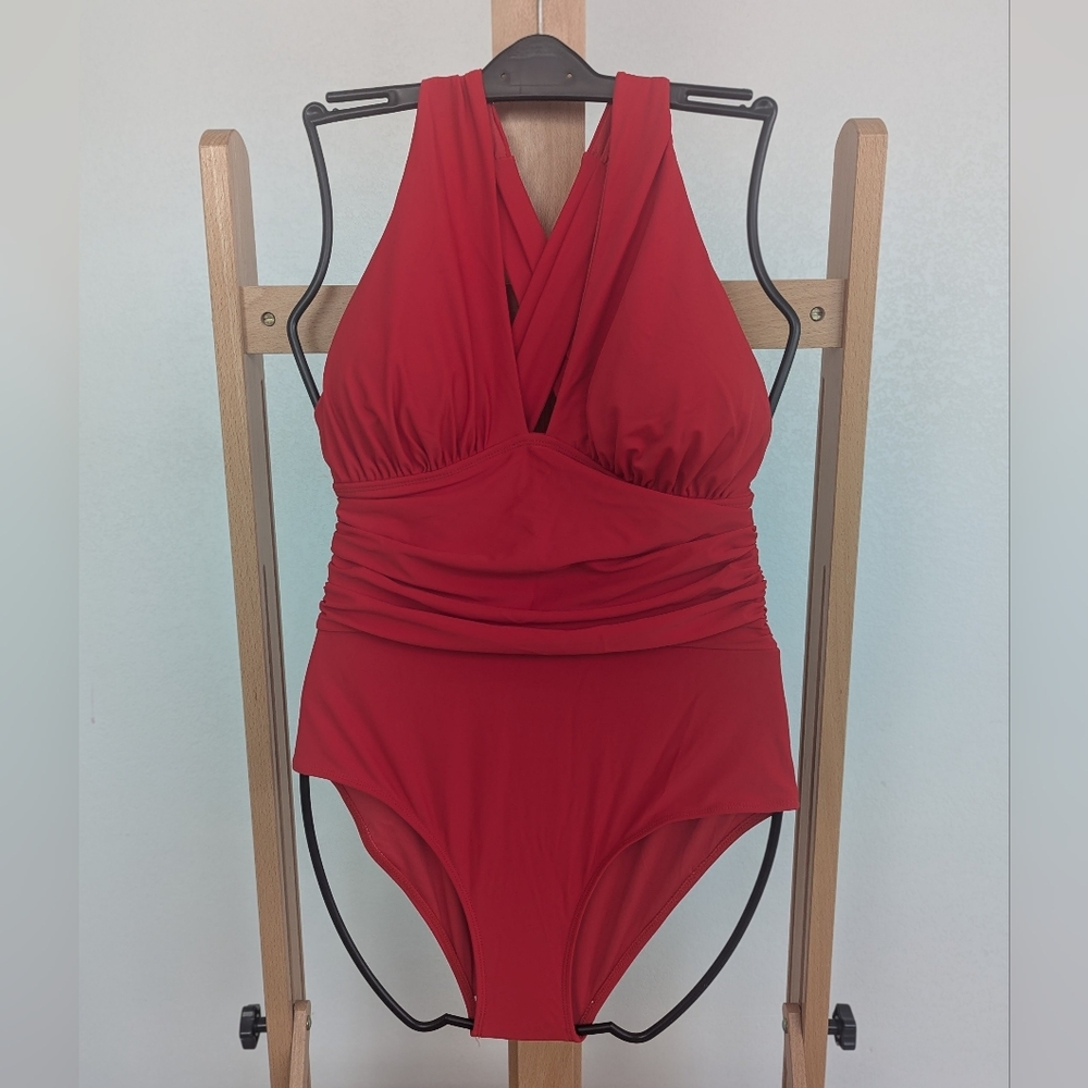 NWOT Red Criss-Cross One-Piece Swimsuit